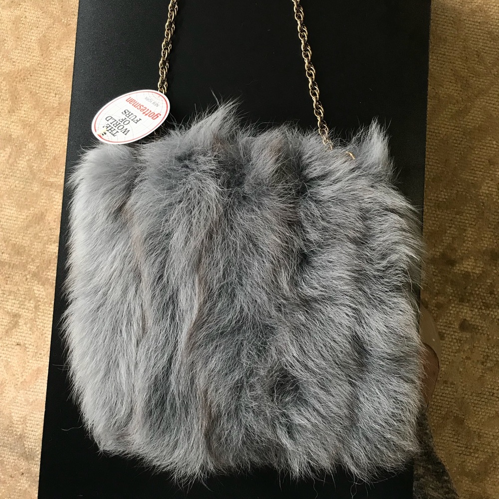 Vintage Blue/Grey Fox Fur Handbag NWT